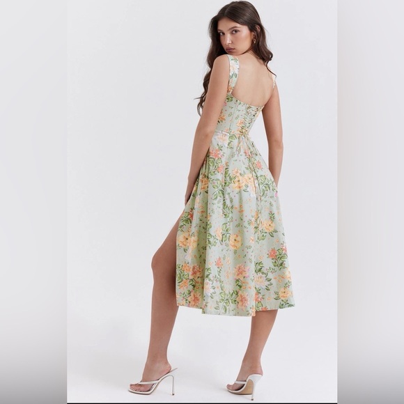 House of CB Corset Midi Sundress Jade Floral Print - Picture 2 of 4